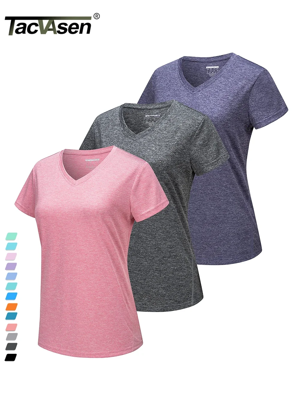 V Neck Quick Dry Women, Women's T-shirt Pack 3