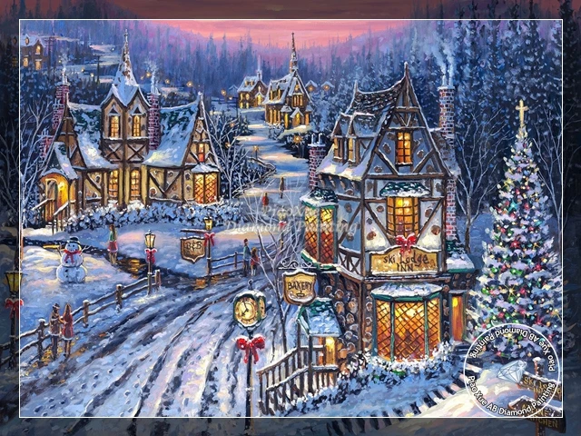 Kit Diamond Painting Noël - Bonhomme De Neige Et Sapin - Toile 30x40 Cm - Loisir Créatif 5D DIY - Art Thérapie - 10