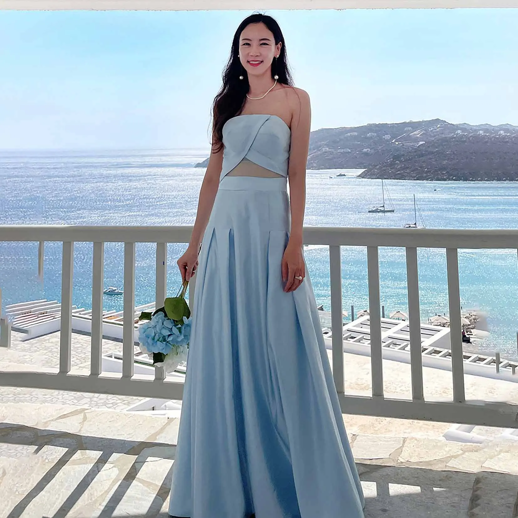 

GIOIO Strapless Korea Garden Evening Dresses Pleat Sleeveless Formal 프롬드레스 Floor Length Elegant Prom Grown Party Women Bride