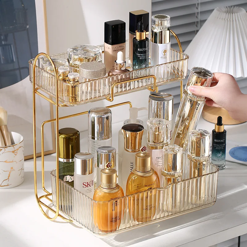 Organizzatore trasparente di trucco del profumo per i cosmetici contenitore  di lusso dell'organizzatore del bagno scaffale di immagazzinaggio della  cassa di immagazzinaggio di bellezza del Desktop - AliExpress