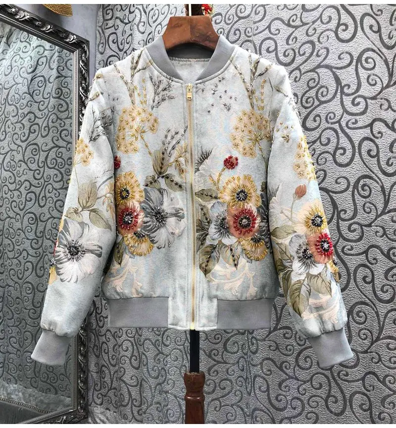

High Quality Brand New Jackets 2023 Spring Autumn Winter Coats Women Luxurious Embroidery Beading Long Sleeve Vintage Coats