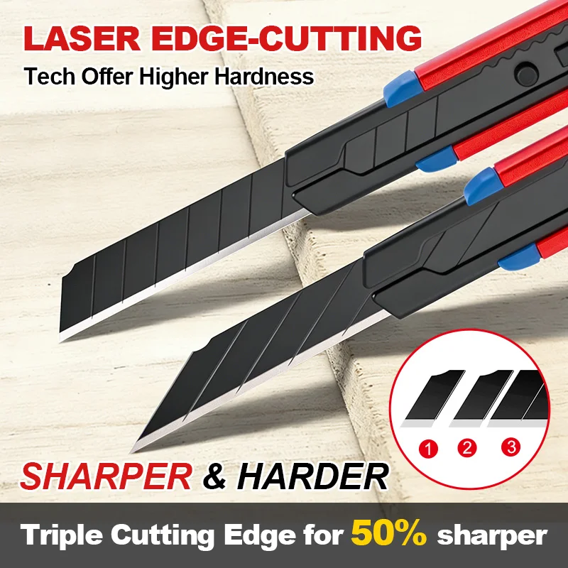 9mm 정밀 유틸리티 나이프 (알루미늄 합금 바디) - SK5 스틸 블레이드, 교체 가능 30개 °   & 60 °   공예 및 정밀 작업을 위한 각도들