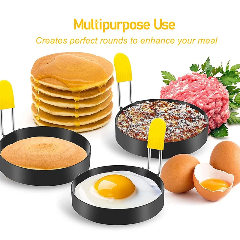 4Pcs Egg Rings Stainless Steel Nonstick Round Egg Cooker Ring for Frying Eggs and Mcmuffins stainless steel ring egg cooker egg mold egg ring