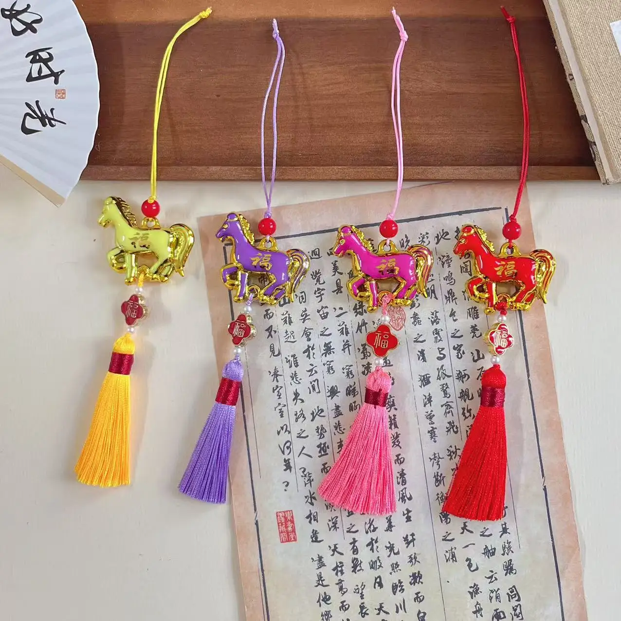 2026 Year Of The Horse Wall Hanging Ornament Green Plant Potted Lucky New Year Decoration Home Car Pendant Accessories