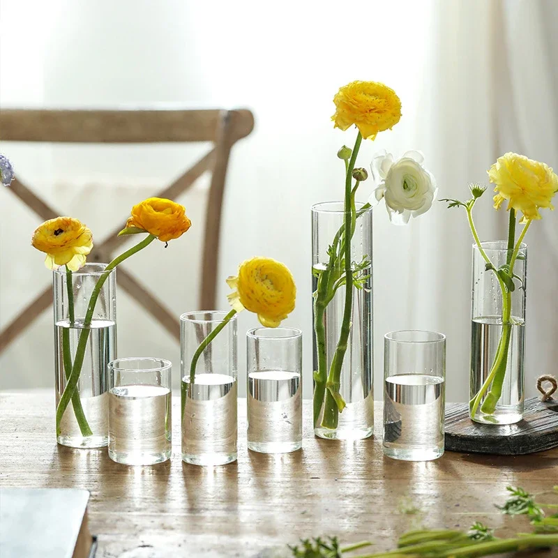 6.5x6/8/10/15/18cm Glass Flower Vase for Wedding Centerpieces Cylinder Vase Floating Candle Holders for Small Tealight Party 2