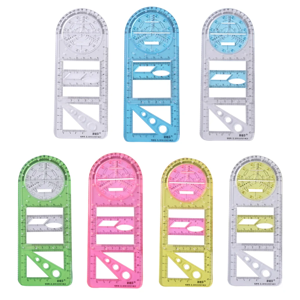 Multifunctional Geometric Drawing Ruler Students Rotatable Mathematical Stereo Geometry Template Ellipse Circle Art Design Draft