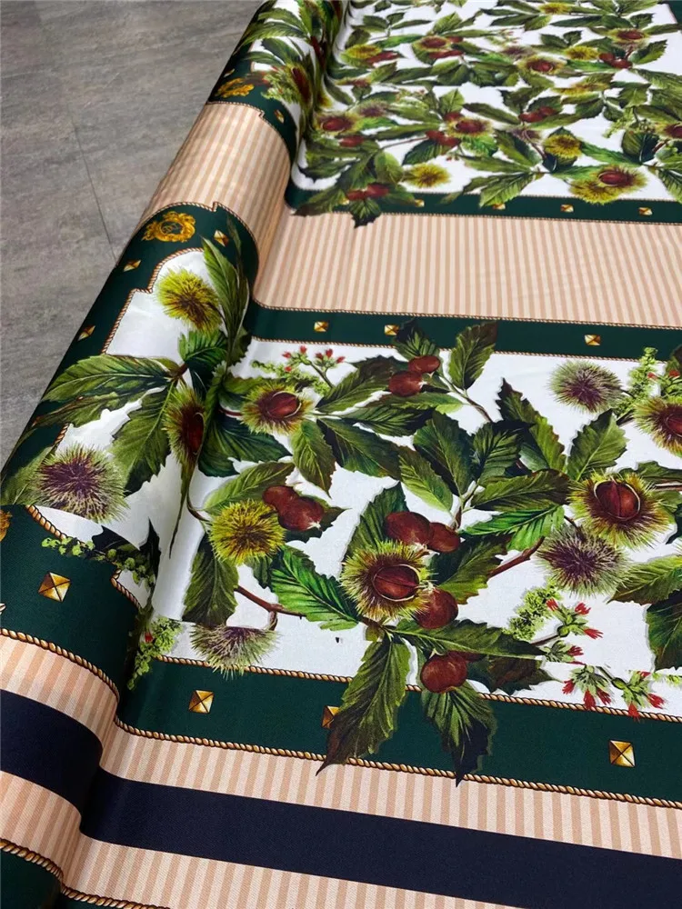 

Stretch Twill Mulberry Silk Fabric Positioning Printed Spring Summer High-end Shirt Clothing Diy Sew by the Yard