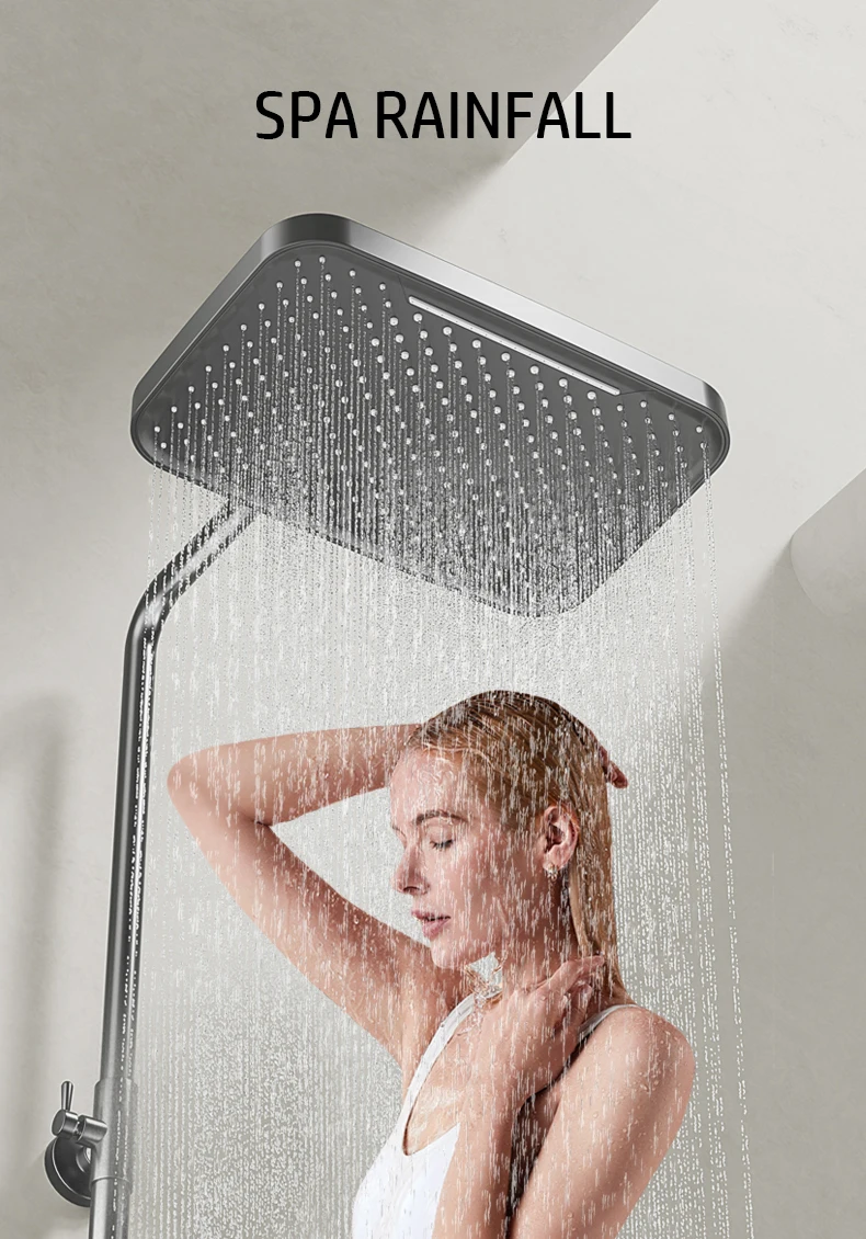 Description Picture 2 of itemLED Digital Atmosphere Shower Faucet Bathroom Hot Cold Mixer Bath Shower Set System Bathtub Wall Mount SPA Rain Fall Faucets Tap