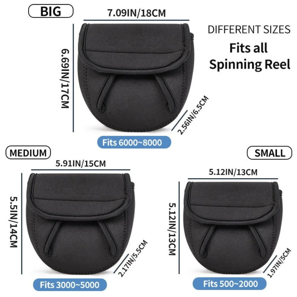 Housse de moulinet de pêche néoprène étanche durable taille S/M/L pour protection et rangement
