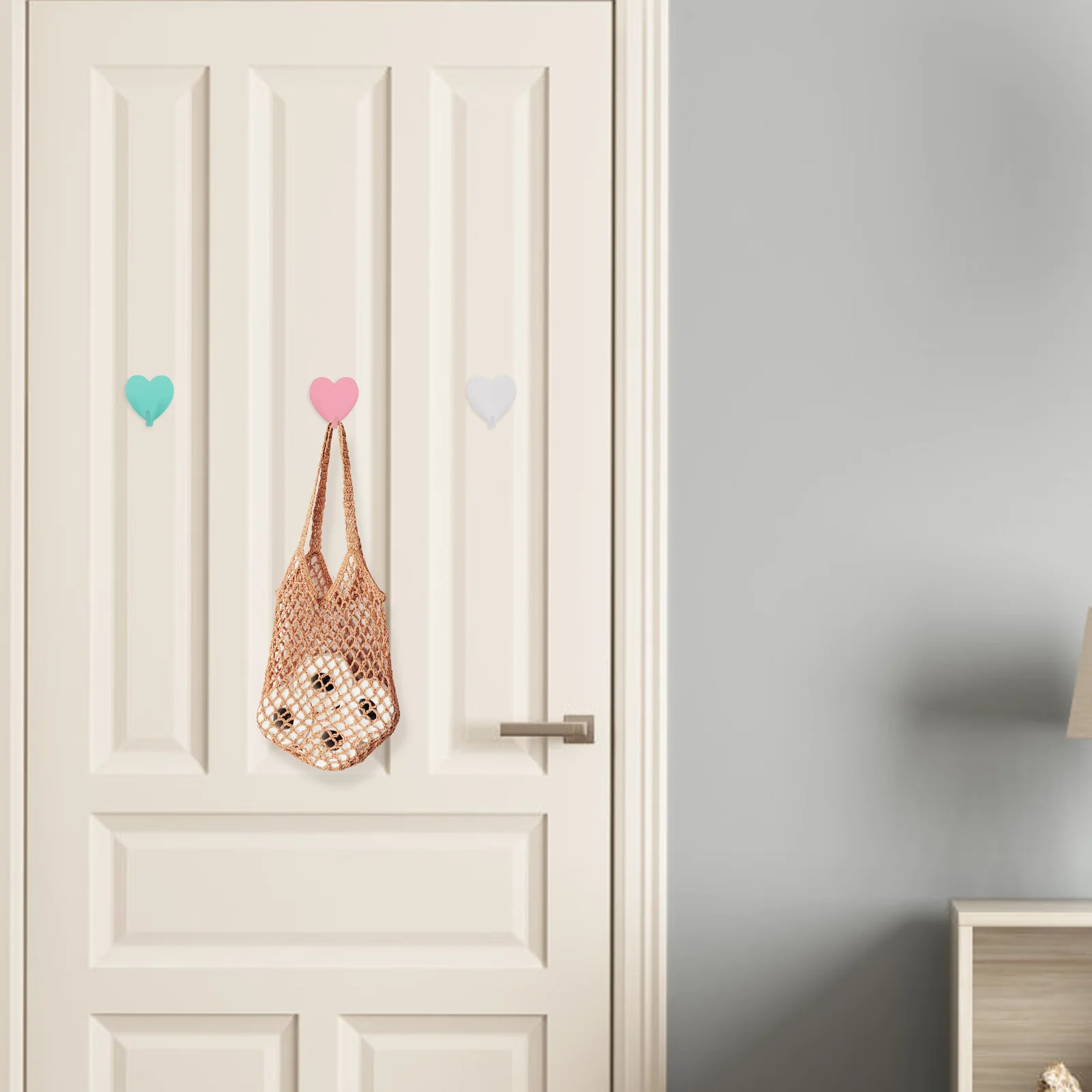 6 Pcs Heart Shaped Sticky Hook Hangers Hooks Purse Creative Key Holder Wall Coat Decor