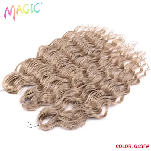 Anna Synthetic Hair 24 Inch Water Wave Braiding Hair Extensions Ombre Blonde Deep Wave Afro Curl Twist Crochet Hair for Women - Image 85