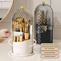 Rotating Toothbrush Holder 360-degree Rotating Toothbrush Makeup Brush Holder with Dustproof Cover Cosmetic Storage for Bathroom 1