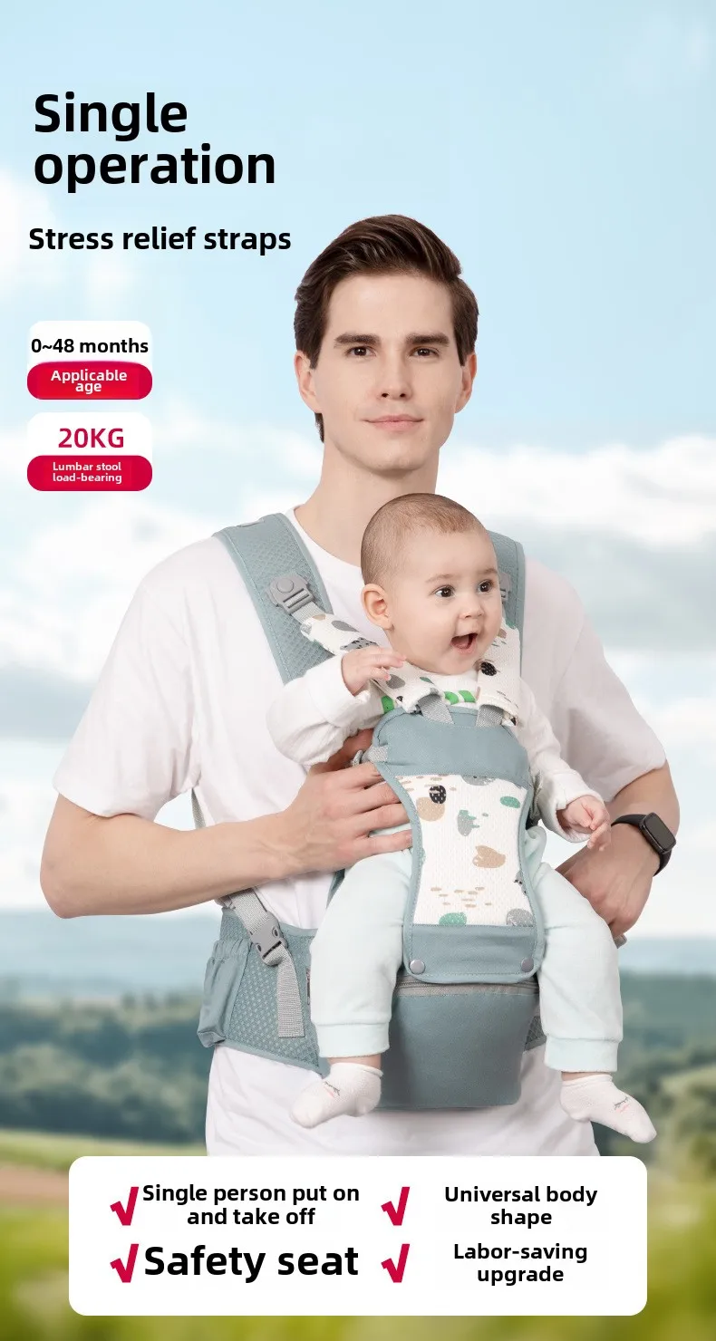 Description Picture 2 of itemNewborn Ergonomic Baby Carrier Wrap Backpack Baby Carriers Bag Infant Sling Waist Stool Multiuse Front Facing Babies Accessories