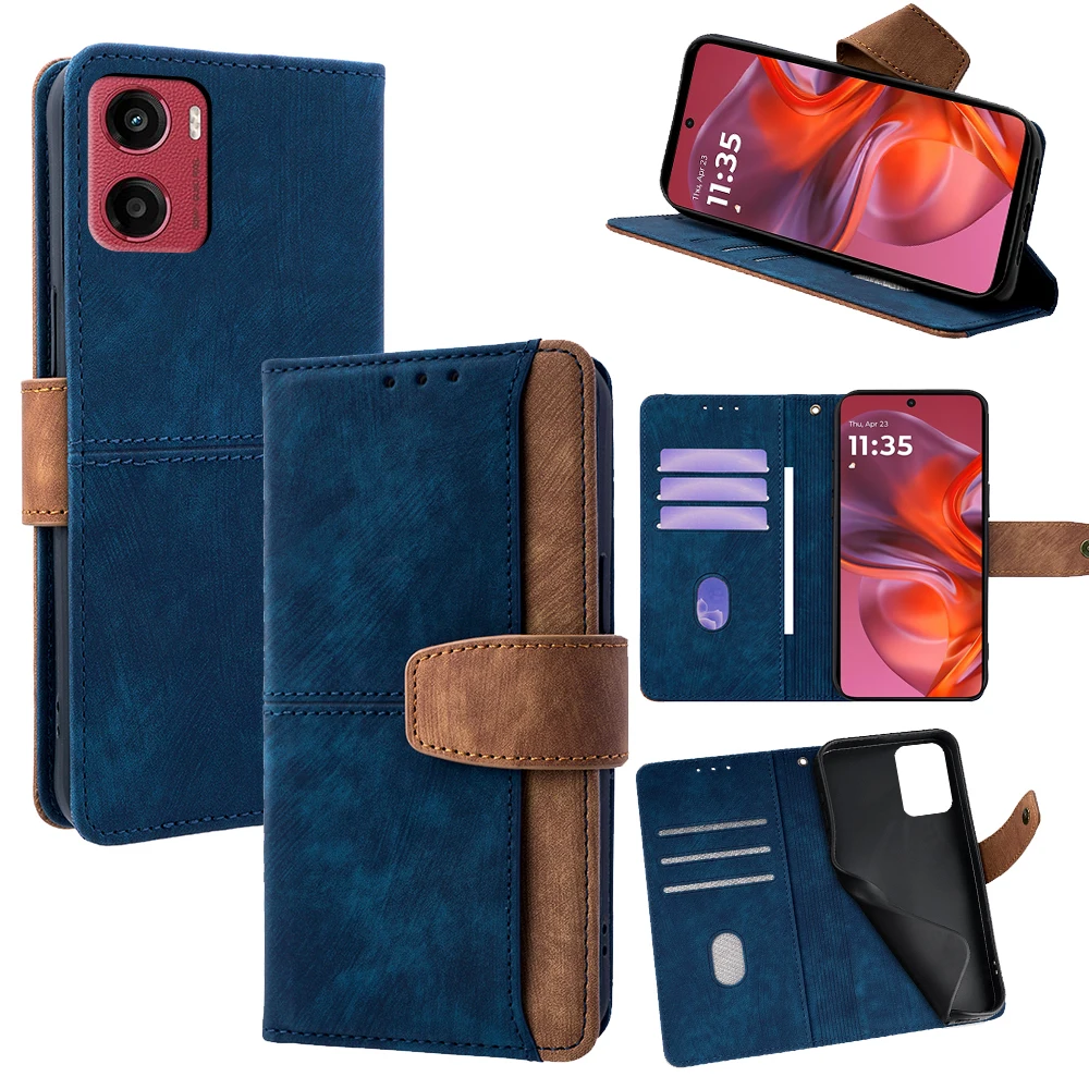 Stylish Contrasting Color Leather Phone Case Cover