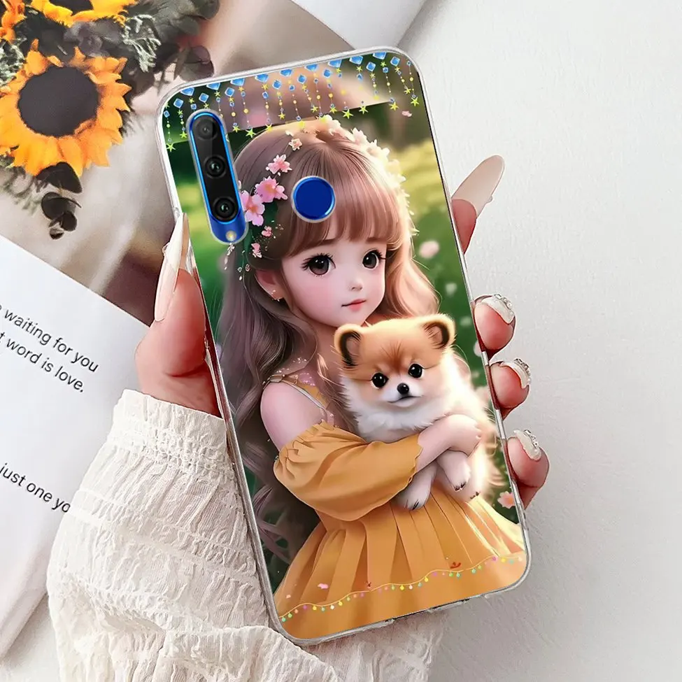 Cute Cartoon Cat Luxury Fashion Flowers Soft TPU Bumper Cover