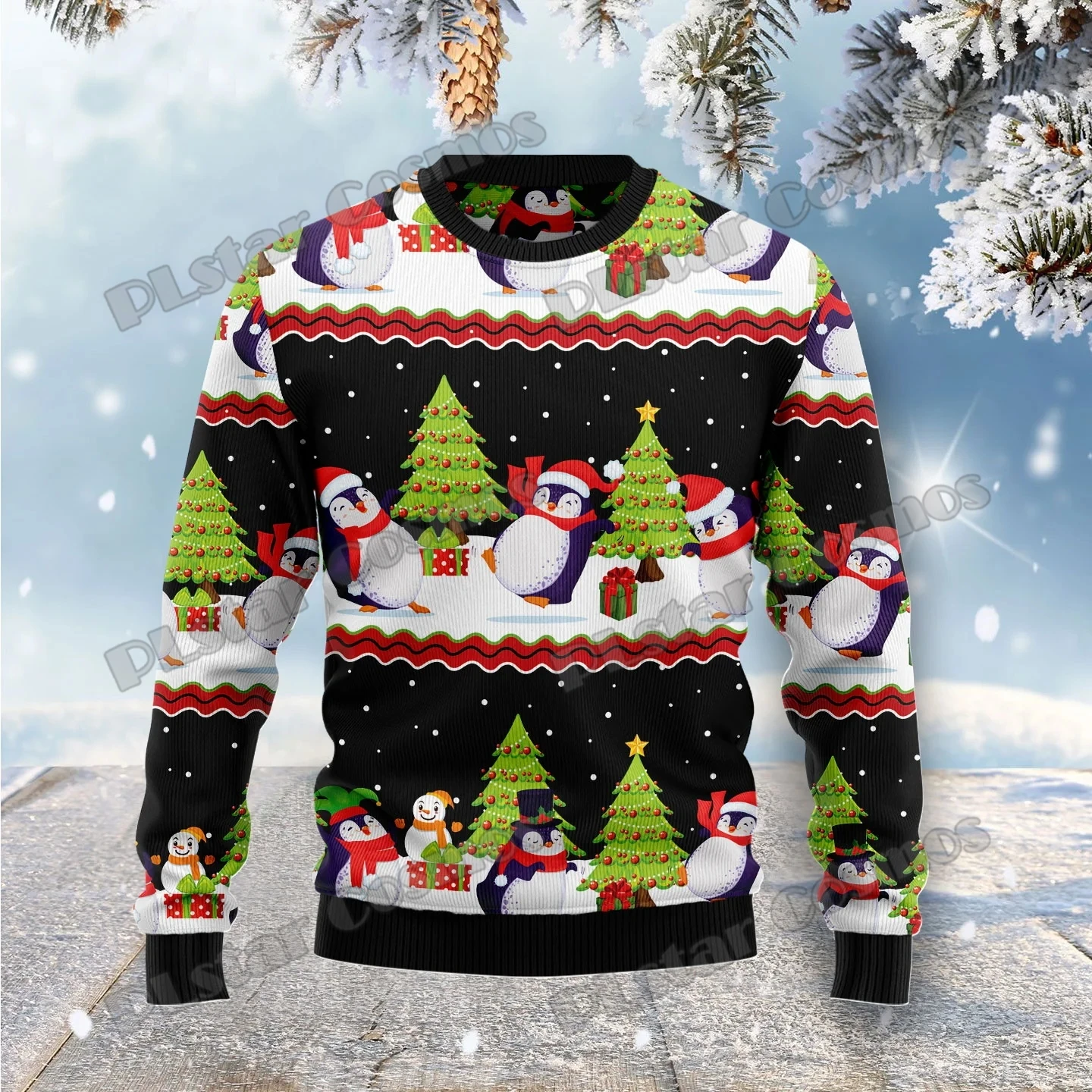 Mens Christmas Lovely 3D Printed Sweater Korean Fashion Ugly Winter Unisex Casual Knit Pullover Tops Y2k Clothes Mens Coats New