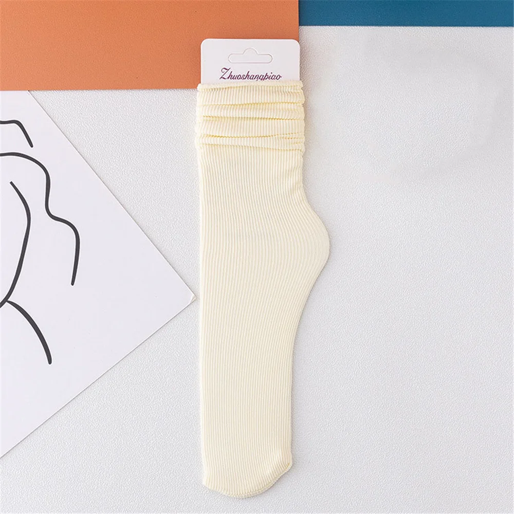 Women Girls Summer Thin Loose Socks Velvet Soft Breathable Long Socks Solid Color Black White Khaki Beige Harajuku High
