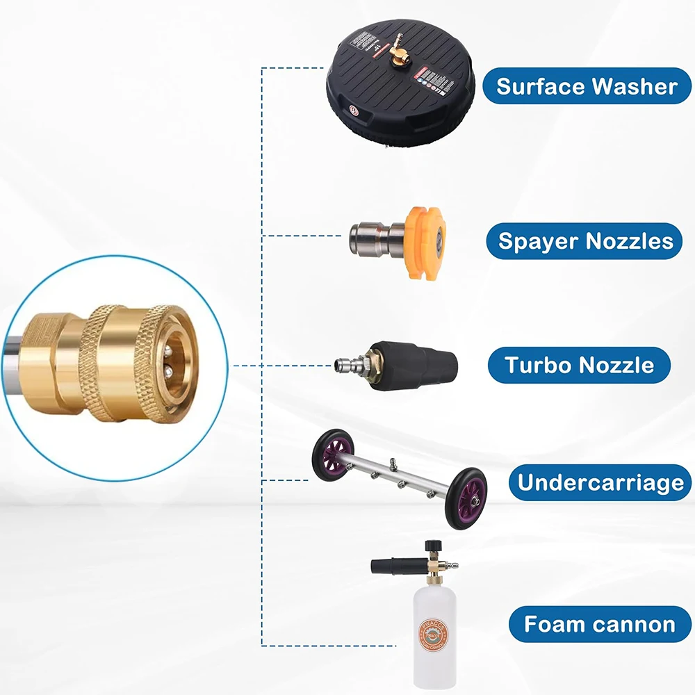 High pressure washer extension rod 1/4 inch quick plug accessory gun stainless steel extension rod spray gun 4000PSI 4