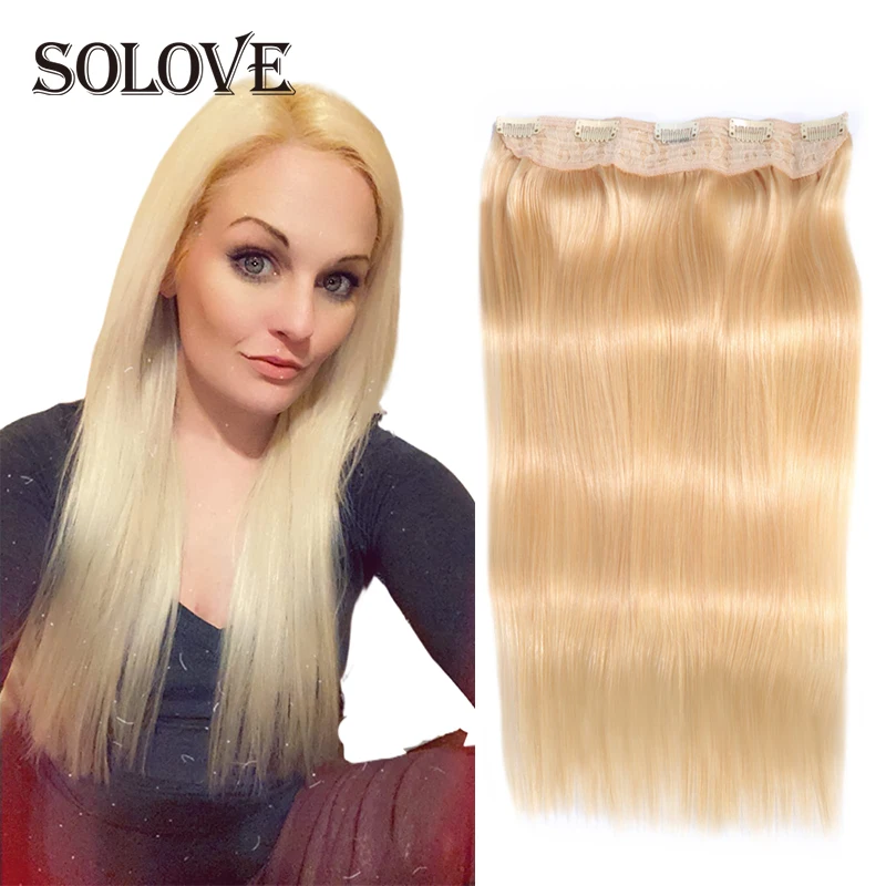 Solove Natural Hair Straight Clip In One Piece Real Human Hair Extensions Black Brown Balayage Brazilan Remy 70g For Women