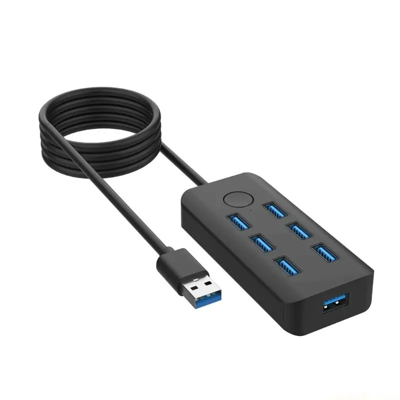 빠른 잠금 기능과 7포트 확장 내구성 구조를 갖춘 7 in 1 USB 어댑터 도크 USB3.0 분배기