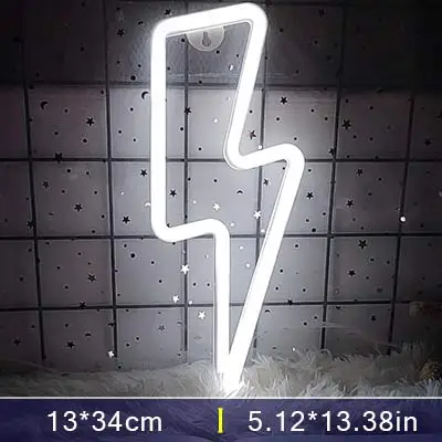 Neon Lightning Bolt LED Sign - USB-Powered Decorative Wall Light
