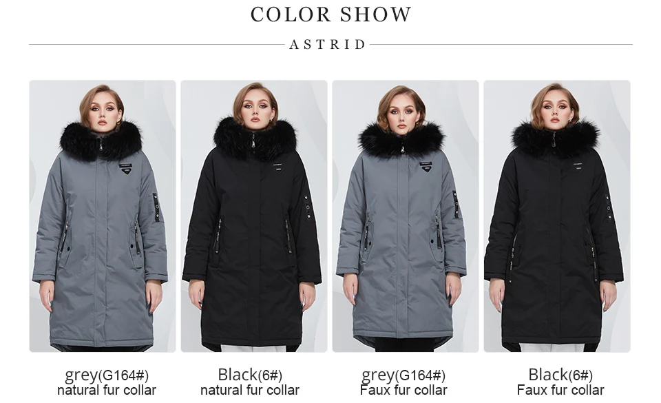 Astrid 2022 Women's Winter Jacket Oversize Thick Down Coats Hooded Natural Fur Women Parkas Fashion Outerwear Quilted AT-10073