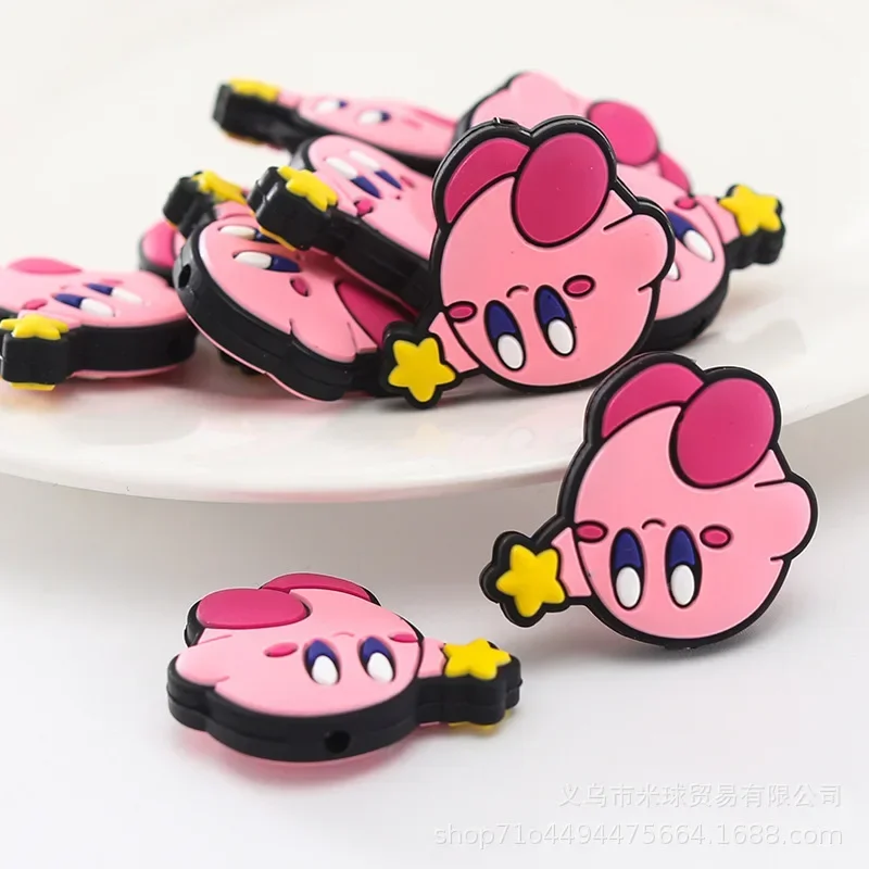 12PCS Cats Silicone Focal Beads - Gray & Pink Animal Beads For DIY Keychains & Pens