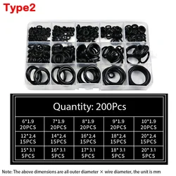 High-Pressure Nitrile Rubber O-Ring Seal Kit (200PCS)