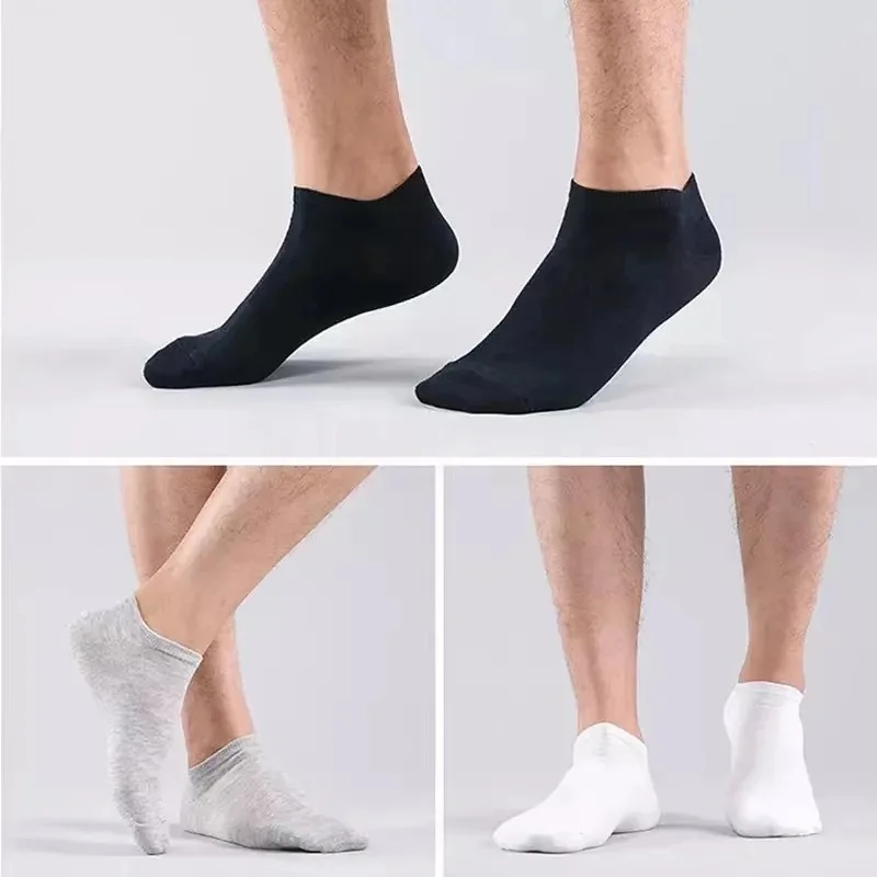 20Pcs/ Men's Socks Spring Summer Thin Breathable Soft Polyester Cotton Socks Black Casual Business Ankle Boat Socks Size EU38-45 21 S0367dc21f9da42378a826eadad50fad2L