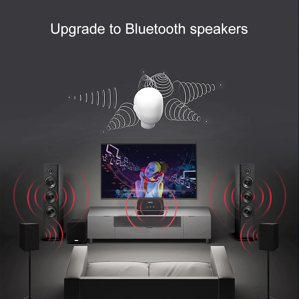 KEBIDUMEI 블루투스 5.0 수신기(NFC 3.5mm 잭 포함) 2RCA USB HiFi 스테레오 오디오 어댑터 수신기(PC 자동차 스피커 증폭기용) Bluetooth 5.0 ReceiverNFC 3.5