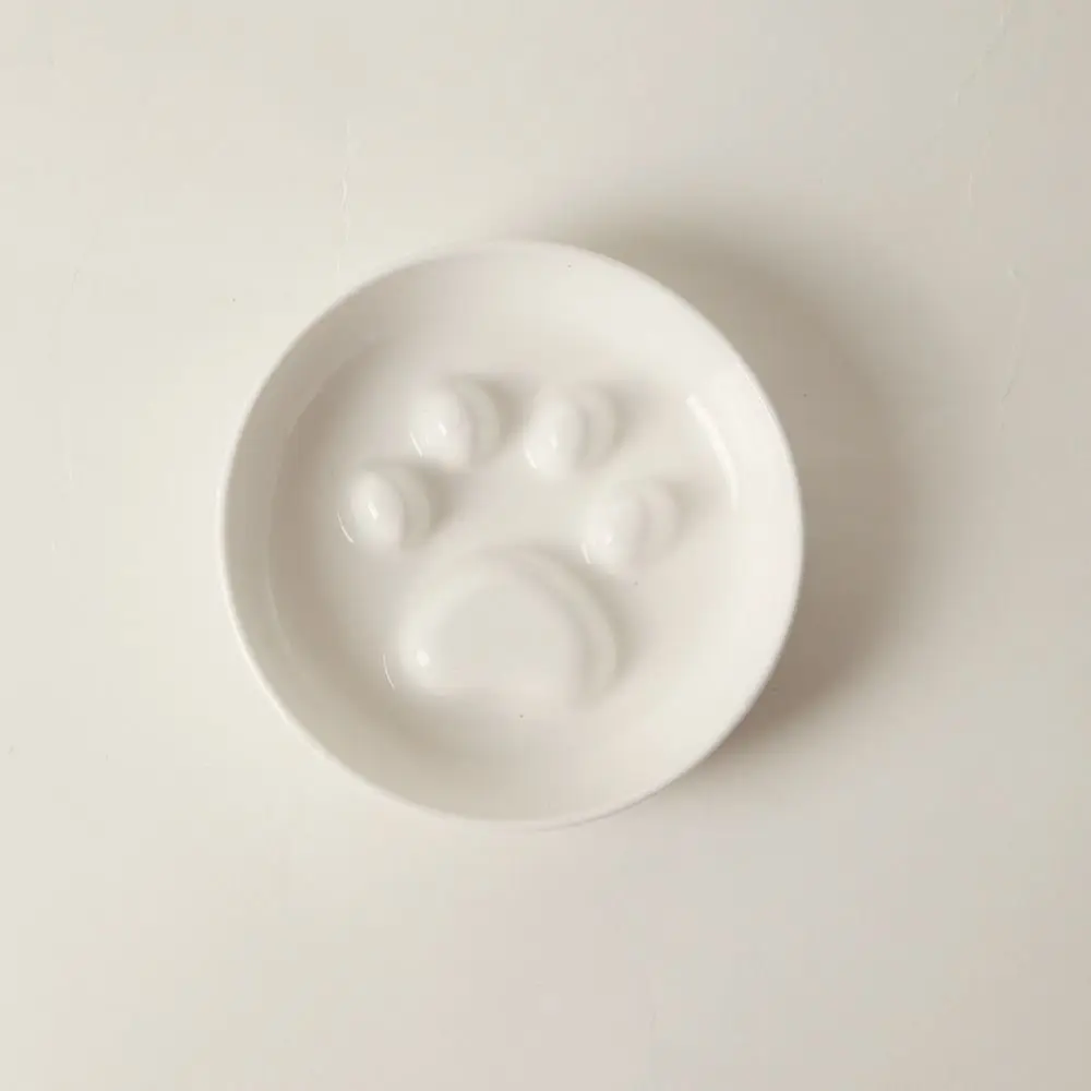Ceramic Cat Food Water Bowl Non-Slip Anti-flip Cat Slow Food Bowl Anti-vomiting with Acrylic Stand Pet Feeder Bowl