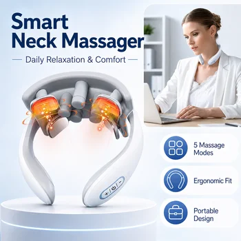Smart Neck Massager for Adults, 5 Massage Modes, Ergonomic Portable Neck Device for Office, Home & Travel Relaxation