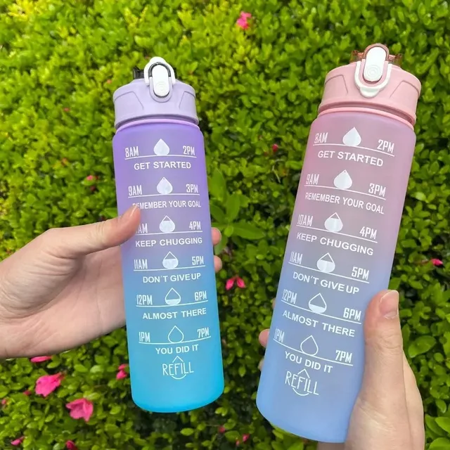 900ml Sports Water Bottle With Straw High Temperature Resistant Graduated Cup Frosted Progressive Color Water Cup Plastic Cup 1