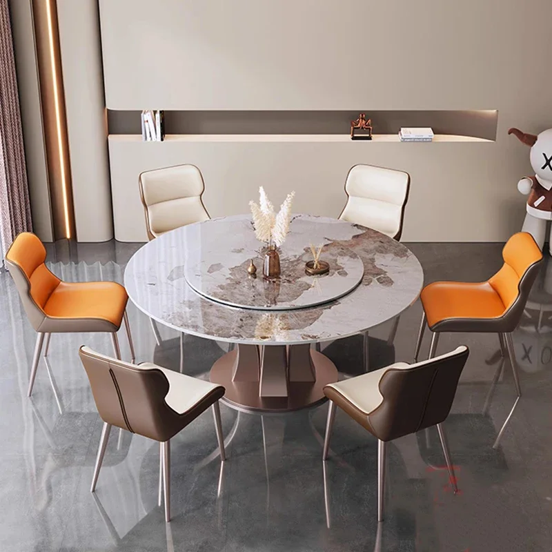 

Dinner Round Dining Table Extendable Marble Conference Coffee Salon Dining Table Hotel Luxury Mesa Plegable Kitchen Furniture