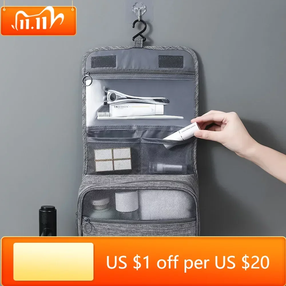 

Travel Hook Cosmetic Bag Women Makeup Bag Waterproof Toiletries Beauty Pouch Unisex Bathroom Neceser Make Up Storage Organizer