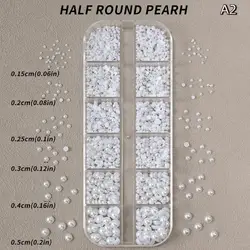 12 - Grid Mixed Pearl and Rhinestone 3D Nail Art Decoration Set (A2)