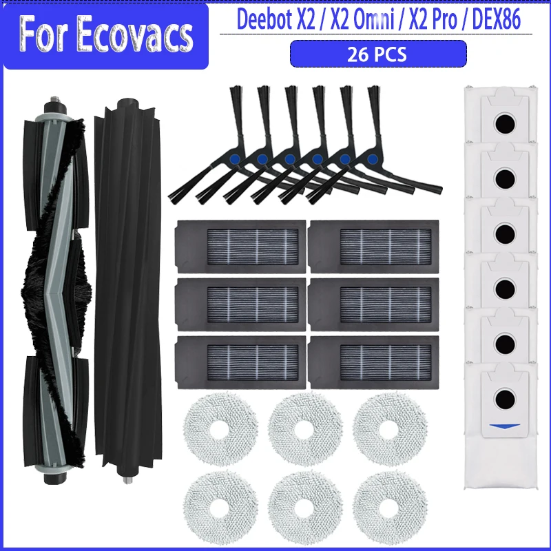 

Роликовая боковая щетка, швабра, фильтр НЕРА, пылесборник Для Ecovacs Deebot X2 Omni / X2 / X2 Pro / X2 Pro Plus, запчасти, аксессуары
