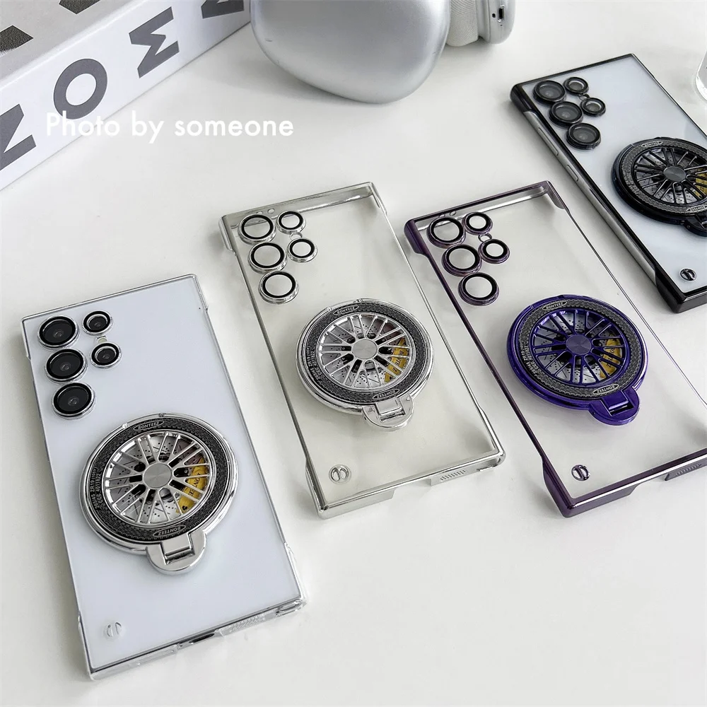 Ultra Thin Frameless Magnetic Stand Phone Case with Luxury Plating and Clear Protective Cover