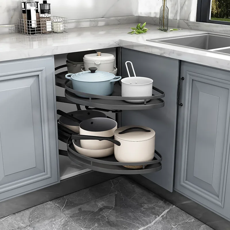 Corner Unit Kitchen Cupboard Rotating Shelf Corner Basket, Kitchen