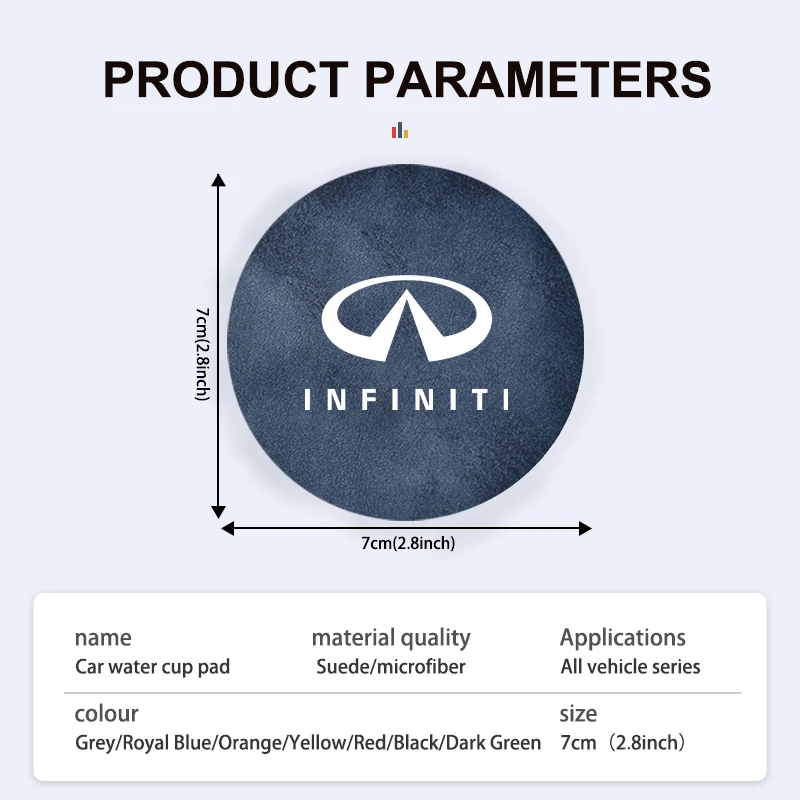 Car Coasters Anti-Slip Water Cup Slot Drink Bottle Holder Pad For Infiniti FX35 Q30 G37 QX70 G35 QX50 QX60 QX80 QX30 JX35 G37 cup holder coasters car coaster pads
