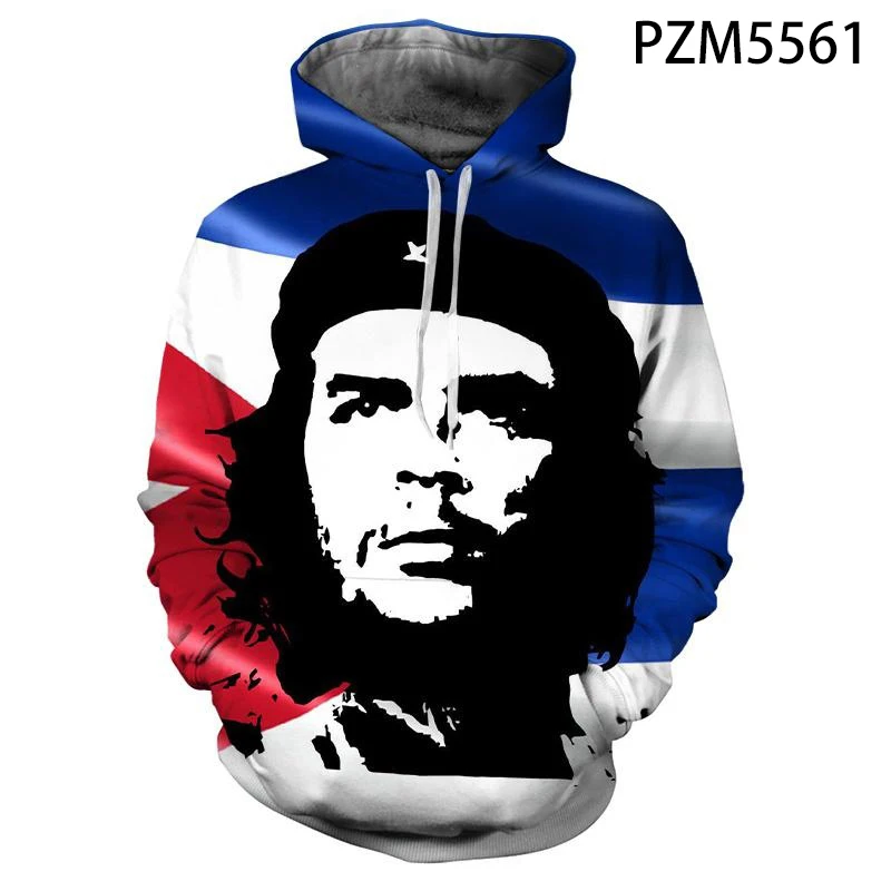Sudadera con capucha con estampado 3D del Che Guevara para hombre, sudaderas holgadas informales de gran tamaño personalizadas, ropa de calle para hombre