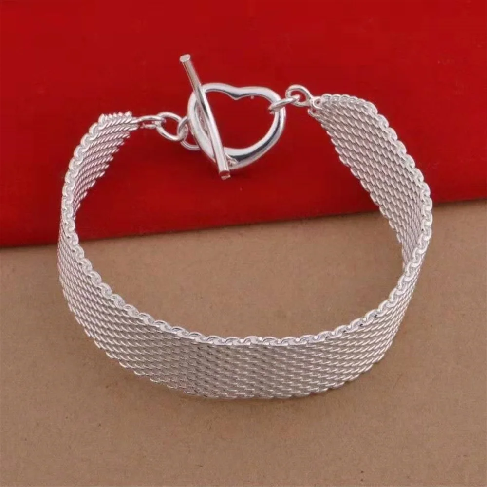 

Hot New 925 Sterling Silver Bracelets for Women Men Exquisite Fashion Weaving Chain Fashion Wedding Party Christmas Gift Jewelry
