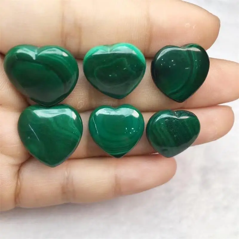 

6pcs Natural Malachite Heart Carving Crystal Crafts Energy Gemstone DIY Pendant Healing Jewelry Gift 15mm