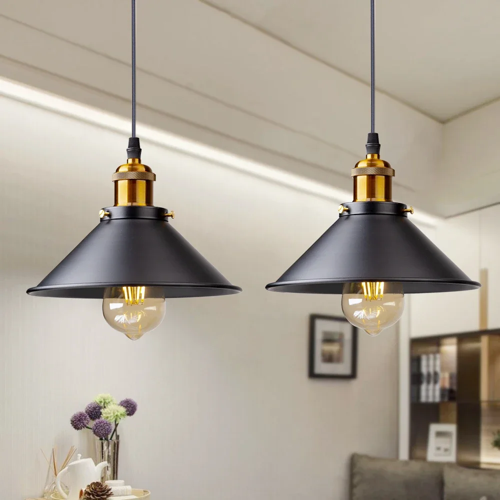 Vintage LED Iron Lampshade Retro Chandeliers Russia Pendant Lights for Loft Kitchen Dining Bedroom Home Lighting Hanging Lamp 3