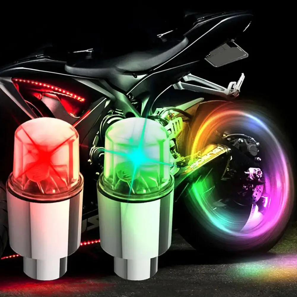 2PCS Colorful LED Wheel Light Valve Caps