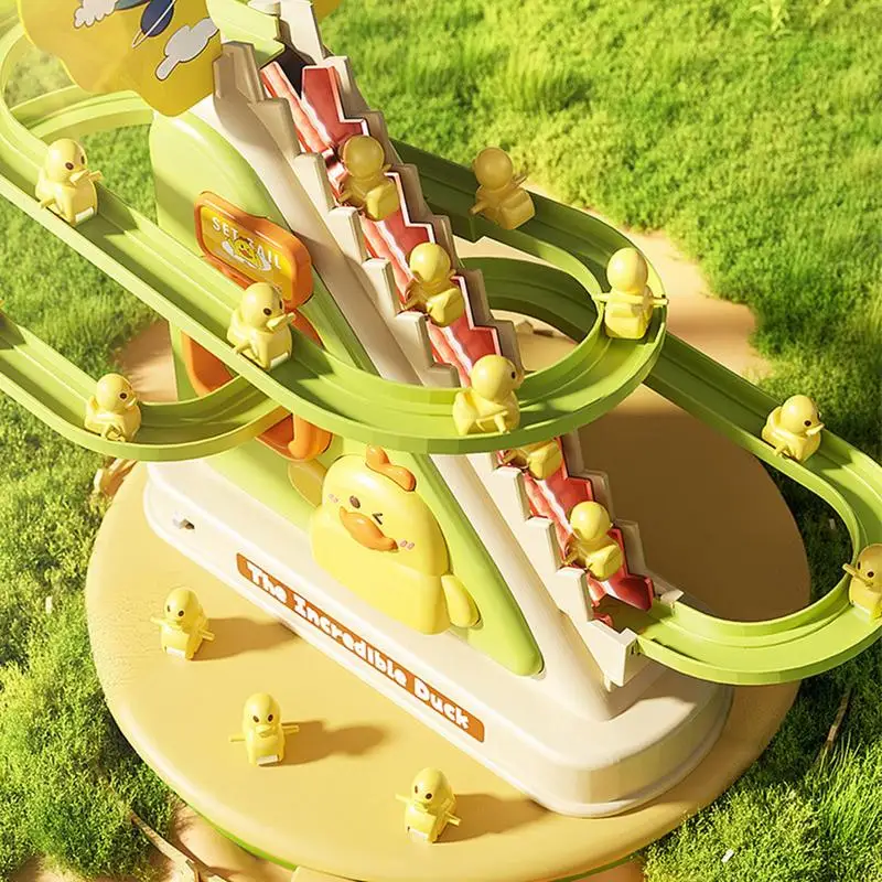 Ducks Climbing Toys Electric Duck Track Slide Toys LED Flashing Lights Music Button Toys Electric Climbing Stairs Toy Kids Gifts 3