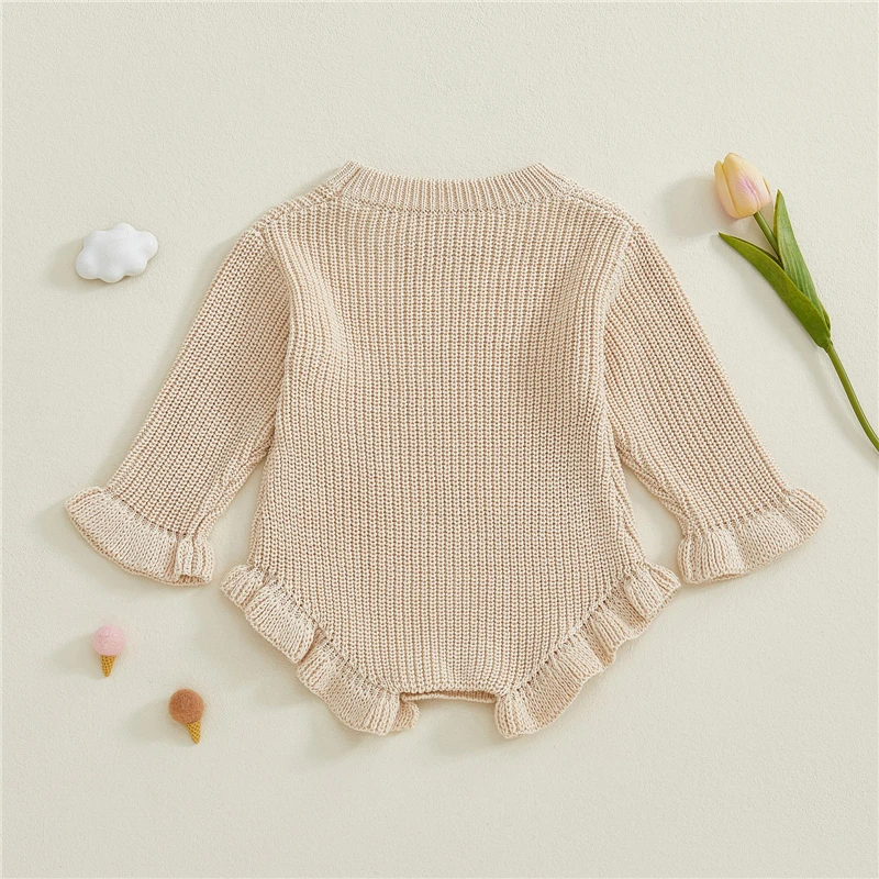 Ruffle Knit Cotton Baby Romper 3