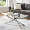 Rectangle Modern Coffee Table, Tempered Glass Top and Metal Tubular Leg, 47.3”Lx23.6”Wx18.1”H,  glass coffee table 1