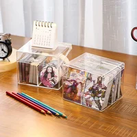 Korean Style Acrylic Photocard Storage Box Transparent Box Organizer with Dividers Top Display Case for K-Pop Cards Collection 1