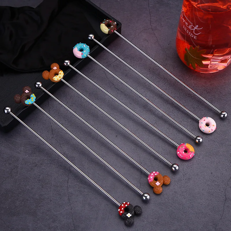 304 Stainless Steel Cartoon Donut Stir Stick for Cold Drink Cocktail cocktail skewers